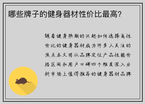 哪些牌子的健身器材性价比最高？